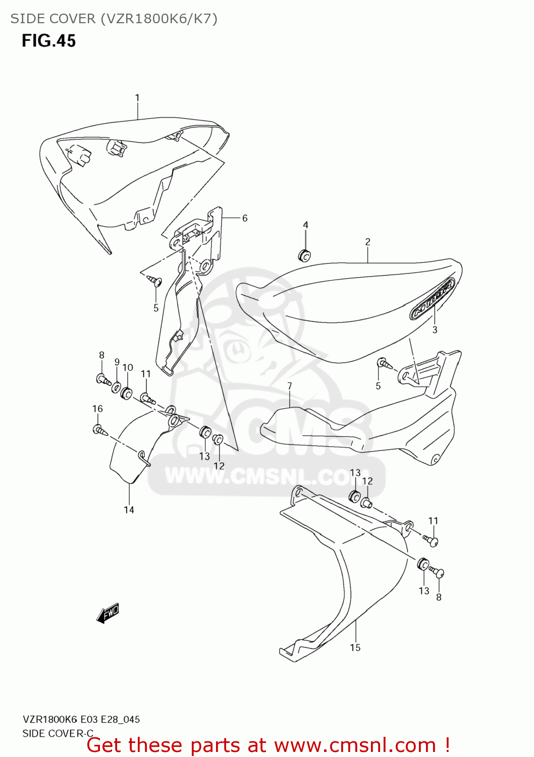 SIDE COVER (VZR1800K6/K7) VZR1800 BOULEVARD M109R 2008 (K8) CALIFORNIA (E33)