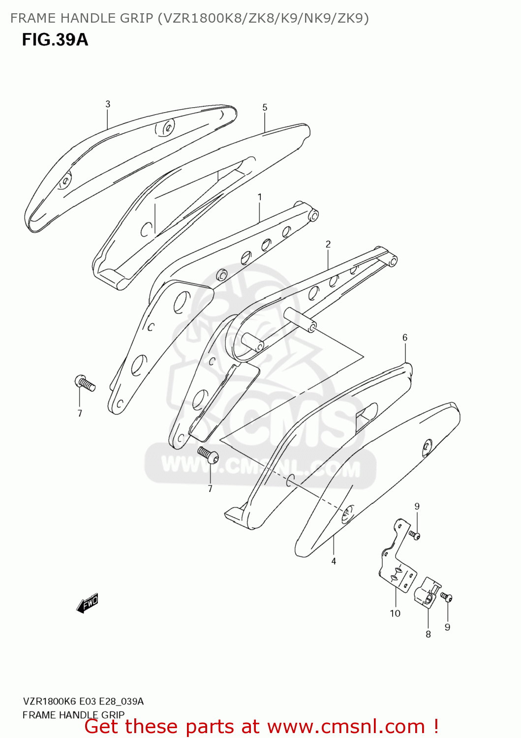 FRAME HANDLE GRIP (VZR1800K8/ZK8/K9/NK9/ZK9) VZR1800 BOULEVARD M109R 2009 (K9) CALIFORNIA (E33)
