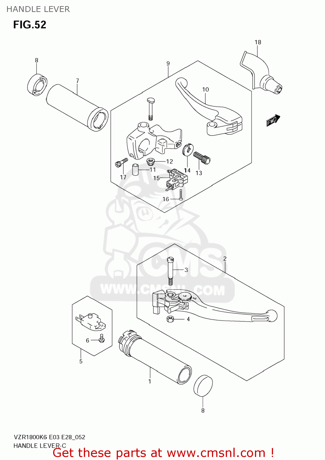 HANDLE LEVER VZR1800 BOULEVARD M109R 2009 (K9) CALIFORNIA (E33)