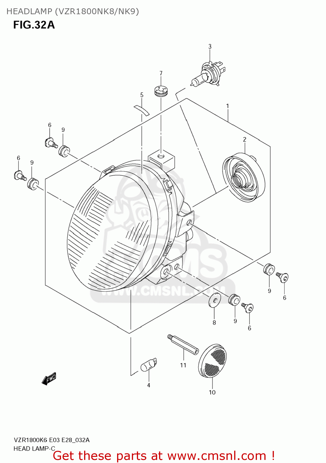 HEADLAMP (VZR1800NK8/NK9) VZR1800 BOULEVARD M109R 2009 (K9) CALIFORNIA (E33)