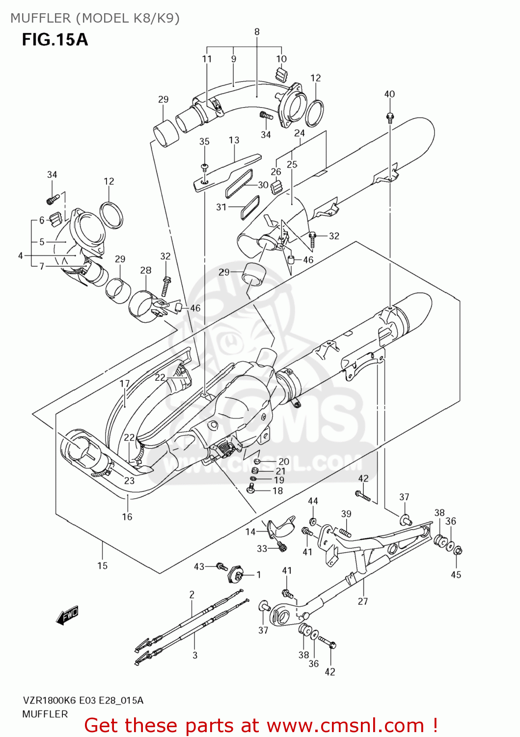 MUFFLER (MODEL K8/K9) VZR1800 BOULEVARD M109R 2009 (K9) CALIFORNIA (E33)
