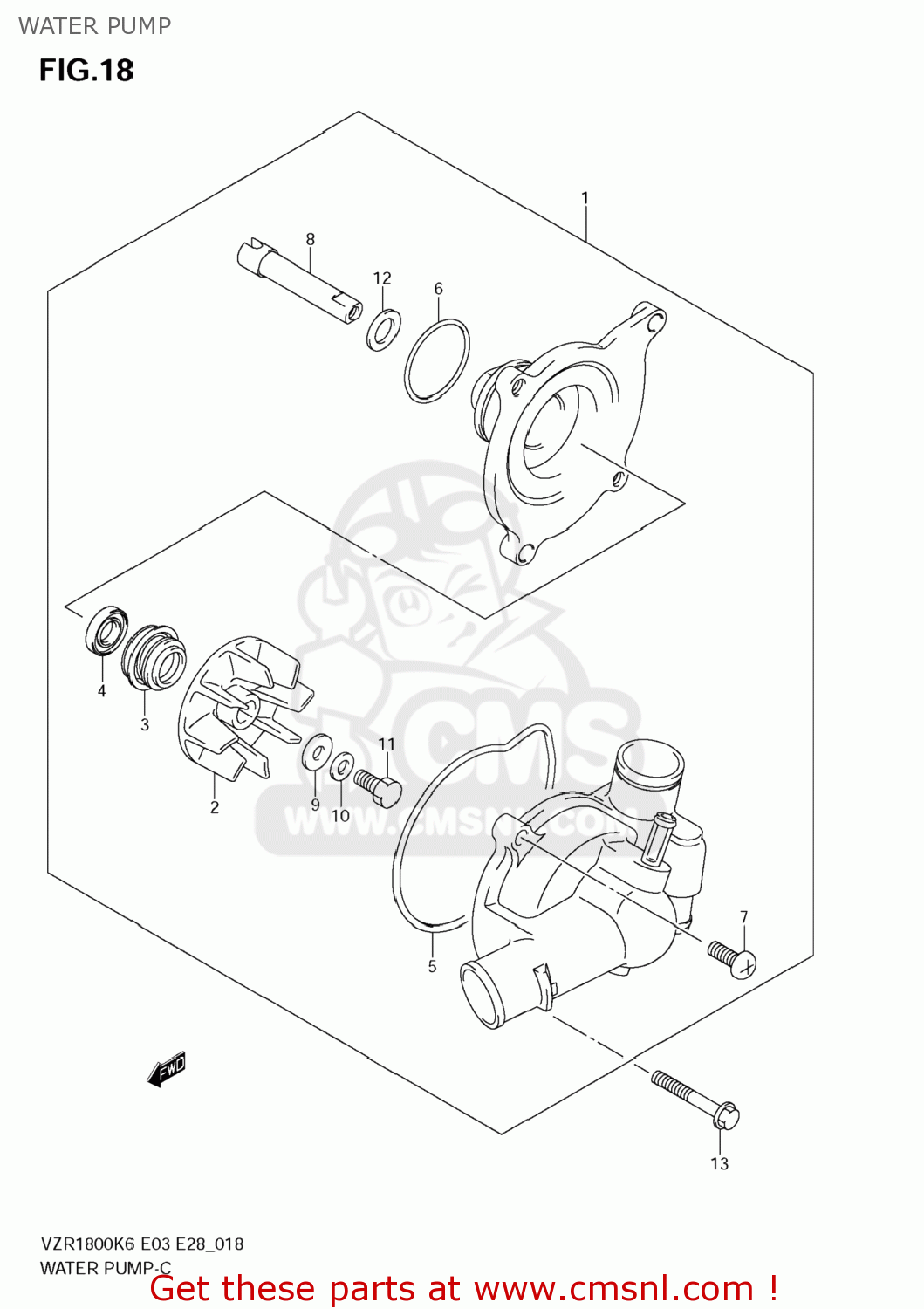 WATER PUMP VZR1800 BOULEVARD M109R 2009 (K9) CALIFORNIA (E33)