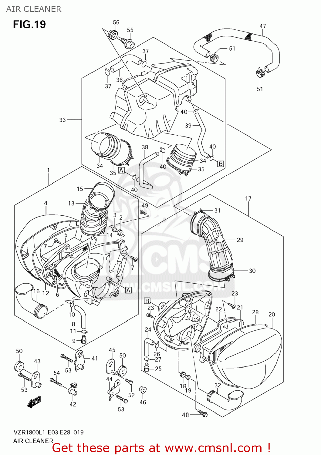 AIR CLEANER VZR1800 BOULEVARD M109R 2011 (L1) USA CALIFO CANAD (E03 E33 E28)