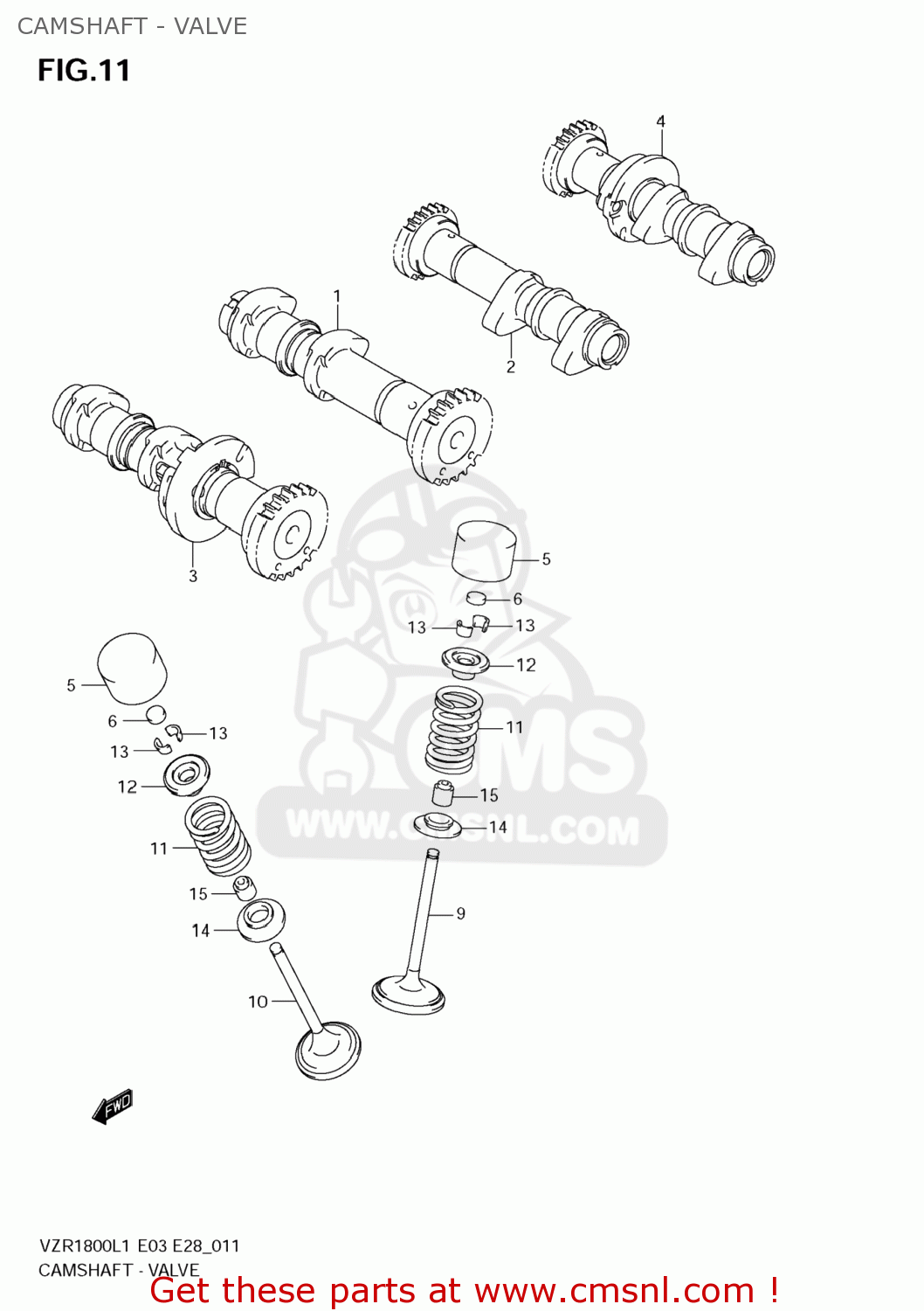 CAMSHAFT - VALVE VZR1800 BOULEVARD M109R 2011 (L1) USA CALIFO CANAD (E03 E33 E28)