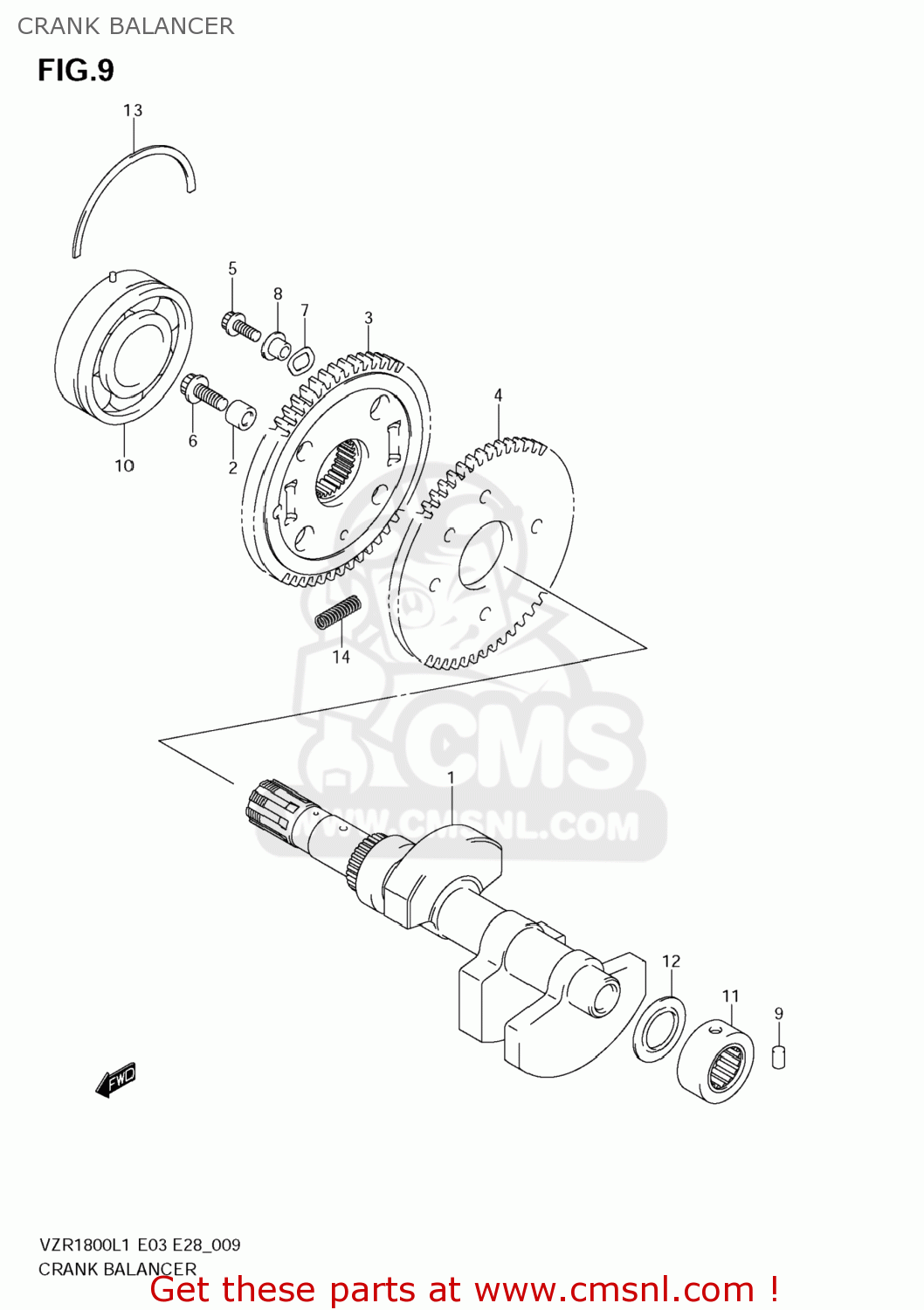 CRANK BALANCER VZR1800 BOULEVARD M109R 2011 (L1) USA CALIFO CANAD (E03 E33 E28)