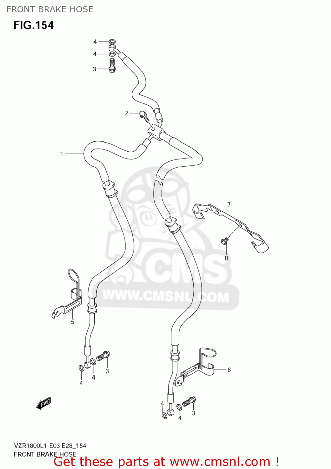 FRONT BRAKE HOSE VZR1800 BOULEVARD M109R 2011 (L1) USA CALIFO CANAD (E03 E33 E28)