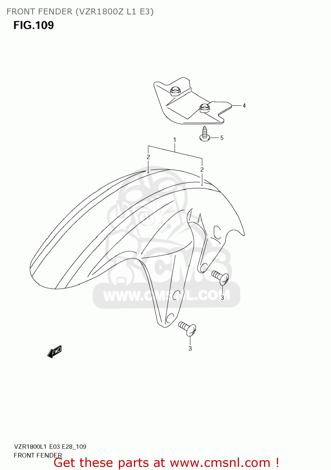 FRONT FENDER (VZR1800Z L1 E3) VZR1800 BOULEVARD M109R 2011 (L1) USA CALIFO CANAD (E03 E33 E28)