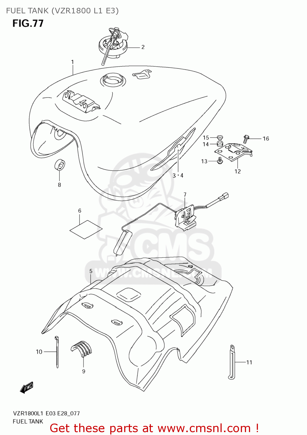 FUEL TANK (VZR1800 L1 E3) VZR1800 BOULEVARD M109R 2011 (L1) USA CALIFO CANAD (E03 E33 E28)