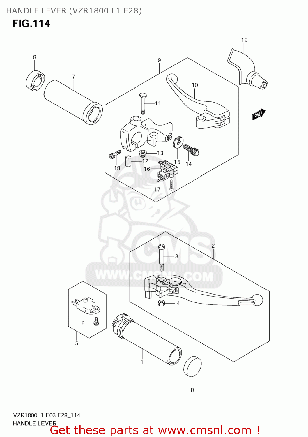 HANDLE LEVER (VZR1800 L1 E28) VZR1800 BOULEVARD M109R 2011 (L1) USA CALIFO CANAD (E03 E33 E28)