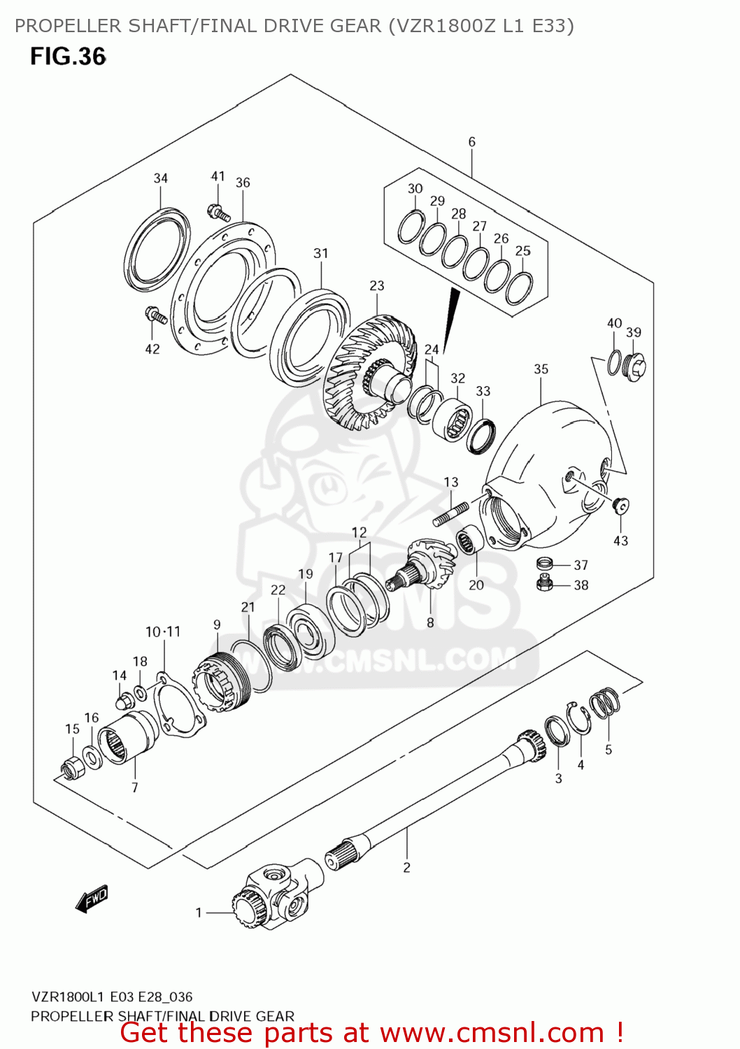 PROPELLER SHAFT/FINAL DRIVE GEAR (VZR1800Z L1 E33) VZR1800 BOULEVARD M109R 2011 (L1) USA CALIFO CANAD (E03 E33 E28)