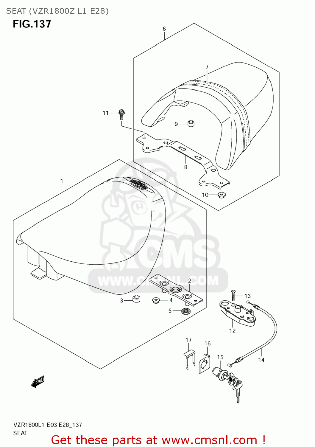 SEAT (VZR1800Z L1 E28) VZR1800 BOULEVARD M109R 2011 (L1) USA CALIFO CANAD (E03 E33 E28)