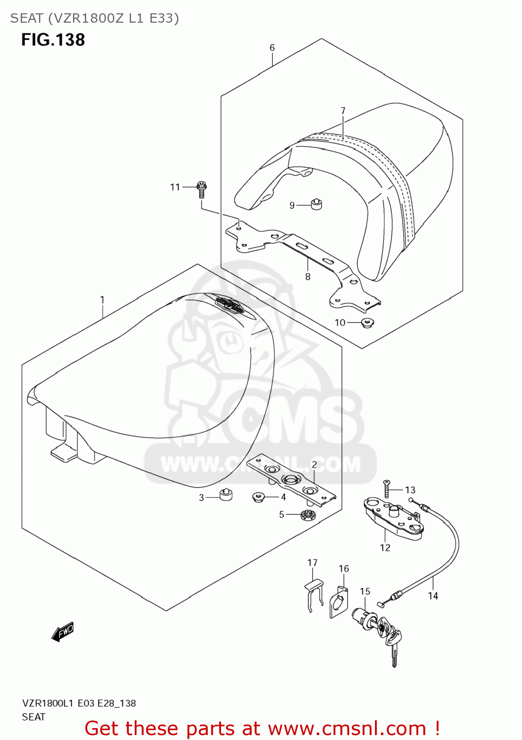 SEAT (VZR1800Z L1 E33) VZR1800 BOULEVARD M109R 2011 (L1) USA CALIFO CANAD (E03 E33 E28)