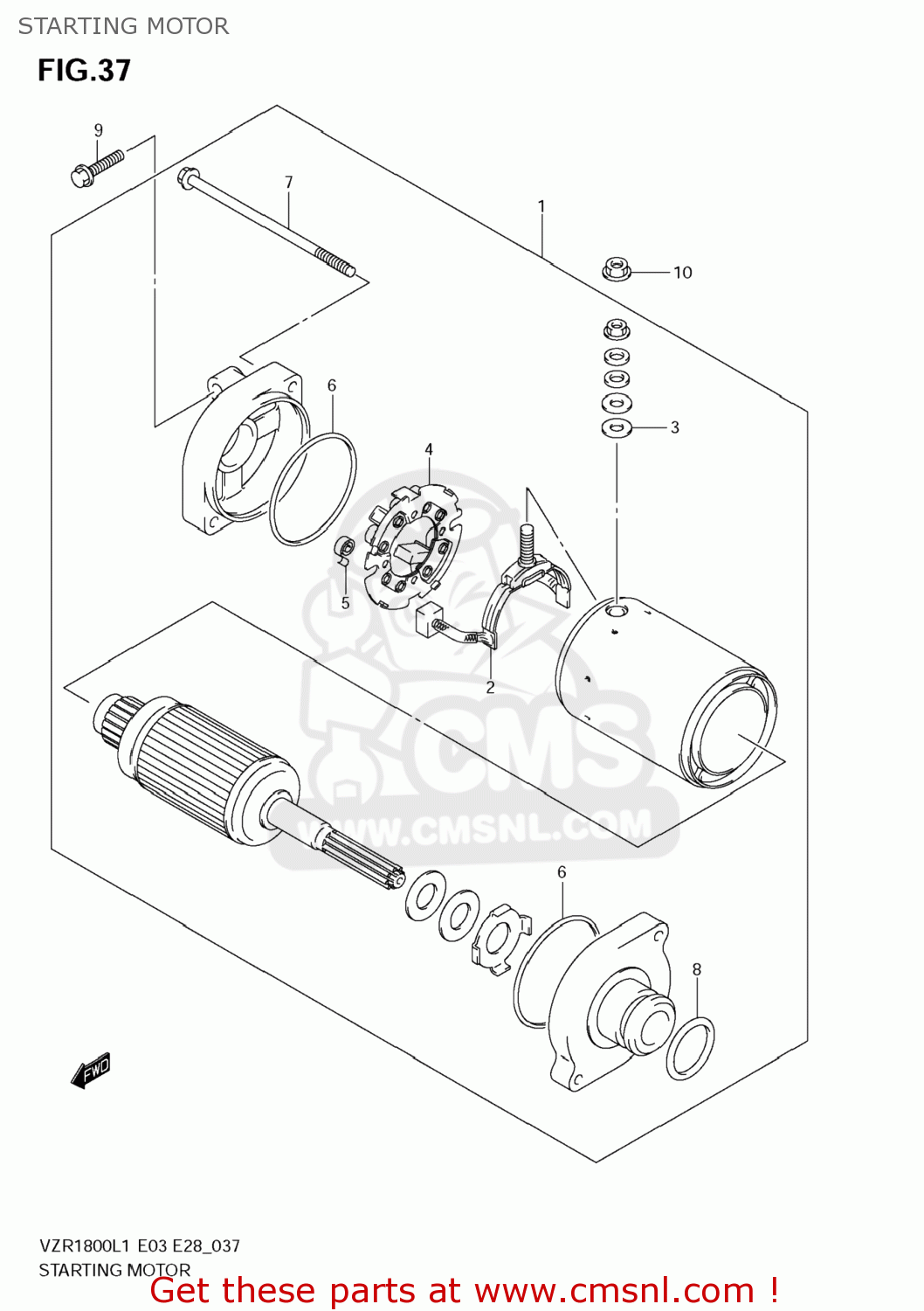STARTING MOTOR VZR1800 BOULEVARD M109R 2011 (L1) USA CALIFO CANAD (E03 E33 E28)