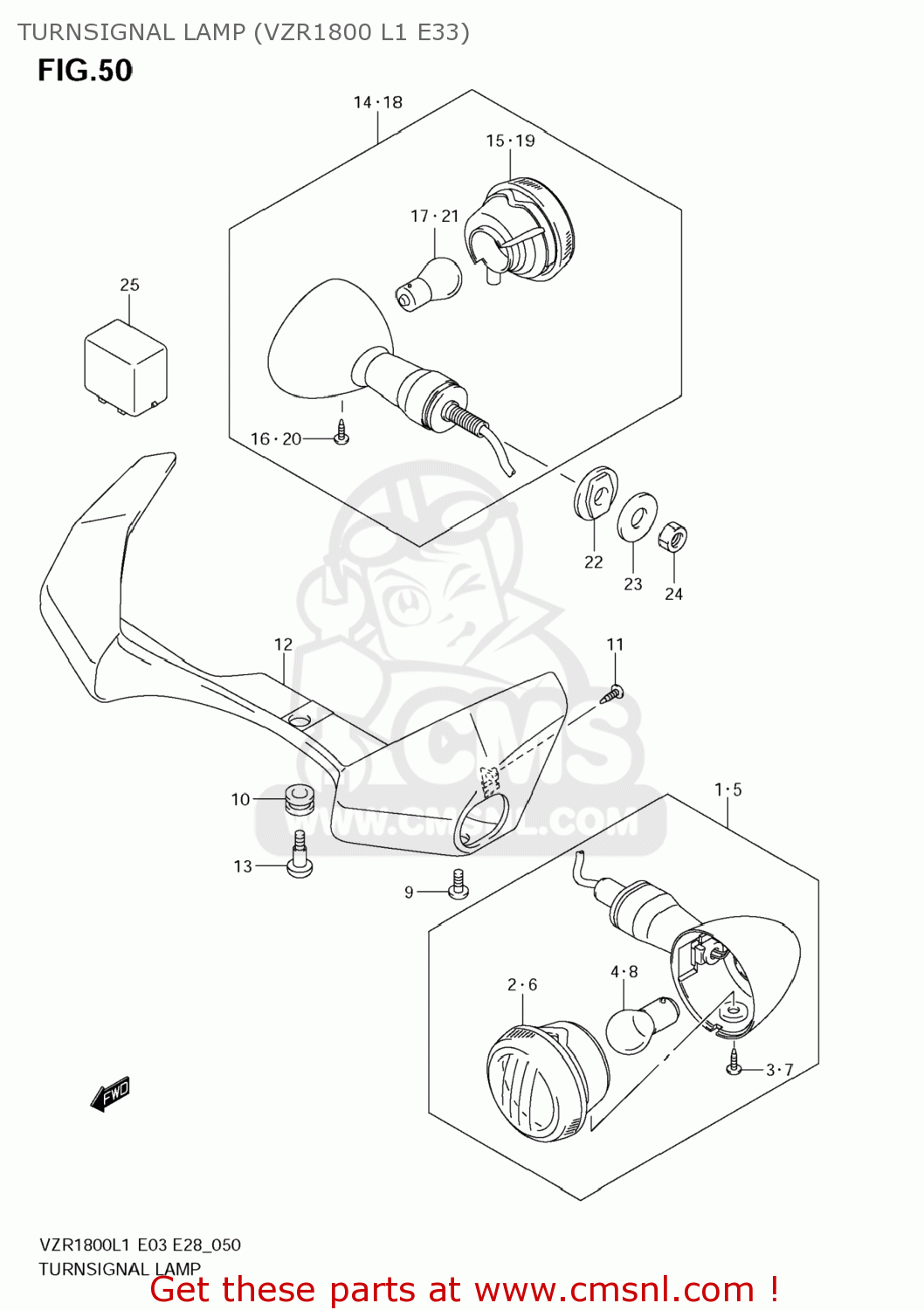 TURNSIGNAL LAMP (VZR1800 L1 E33) VZR1800 BOULEVARD M109R 2011 (L1) USA CALIFO CANAD (E03 E33 E28)