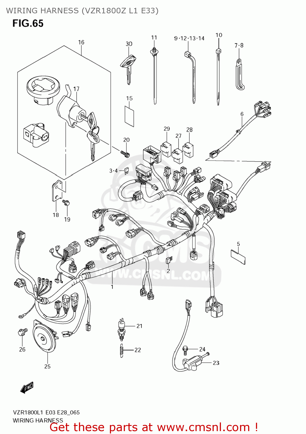 WIRING HARNESS (VZR1800Z L1 E33) VZR1800 BOULEVARD M109R 2011 (L1) USA CALIFO CANAD (E03 E33 E28)