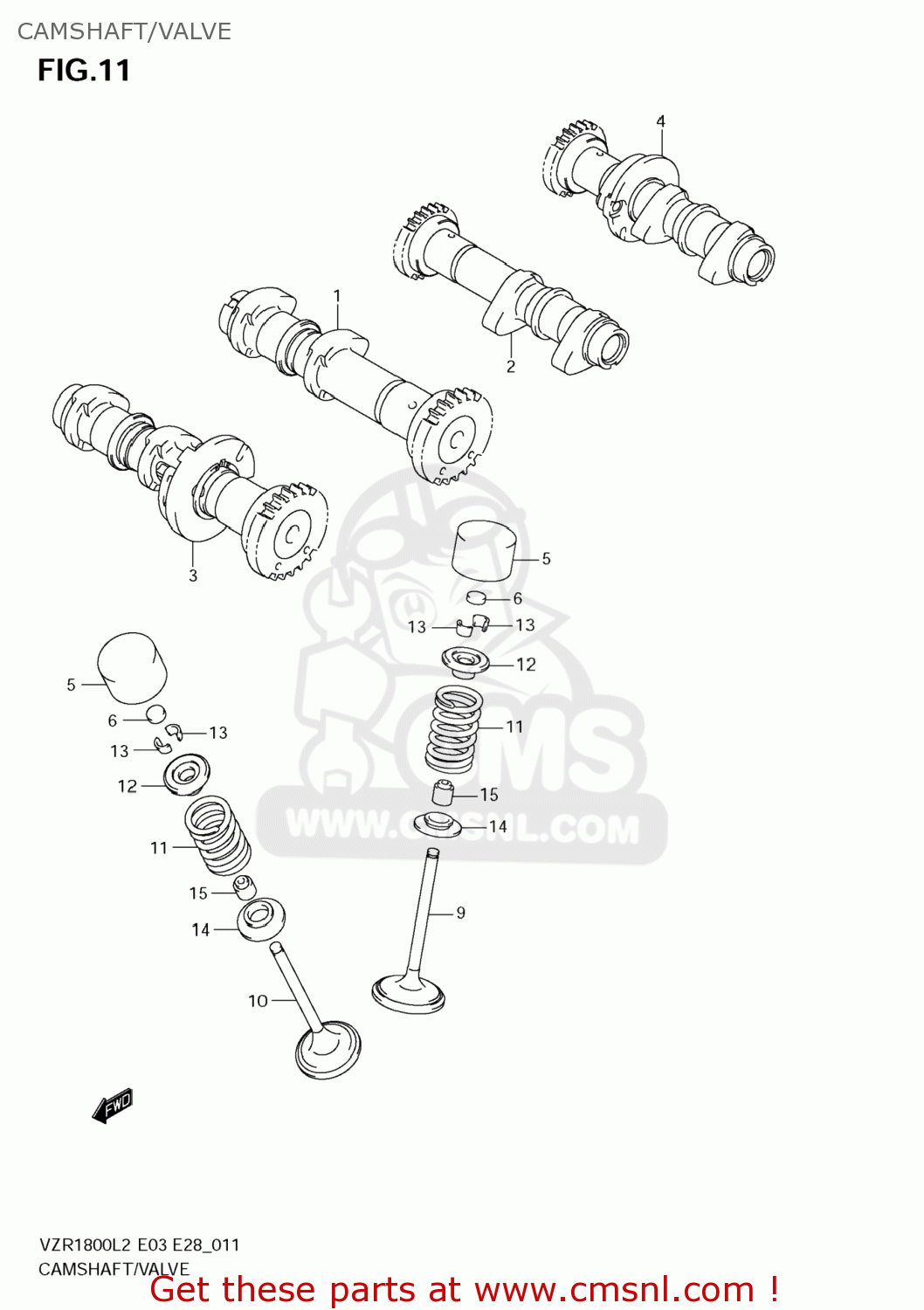 CAMSHAFT/VALVE VZR1800 BOULEVARD M109R 2012 (L2) USA CALIFO CANAD (E03 E33 E28)