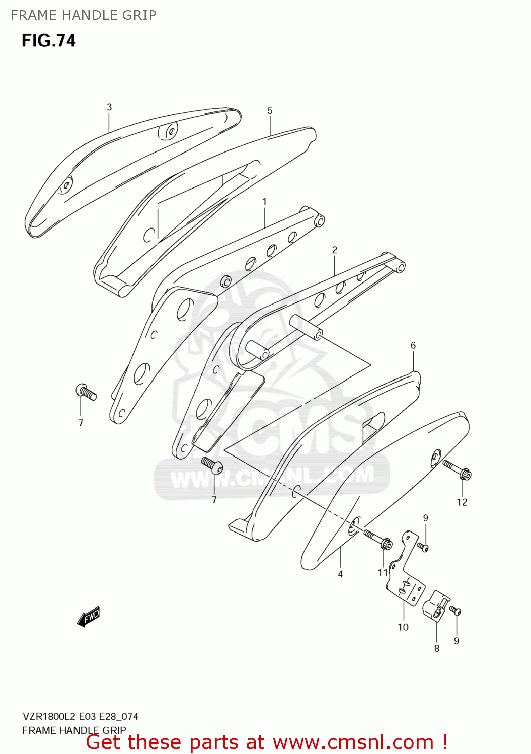 FRAME HANDLE GRIP VZR1800 BOULEVARD M109R 2012 (L2) USA CALIFO CANAD (E03 E33 E28)