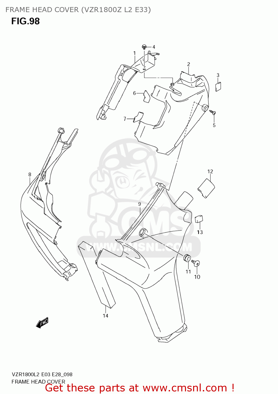 FRAME HEAD COVER (VZR1800Z L2 E33) VZR1800 BOULEVARD M109R 2012 (L2) USA CALIFO CANAD (E03 E33 E28)