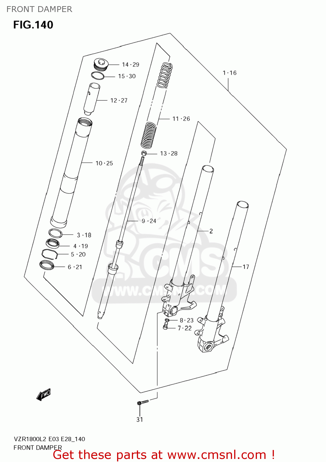 FRONT DAMPER VZR1800 BOULEVARD M109R 2012 (L2) USA CALIFO CANAD (E03 E33 E28)