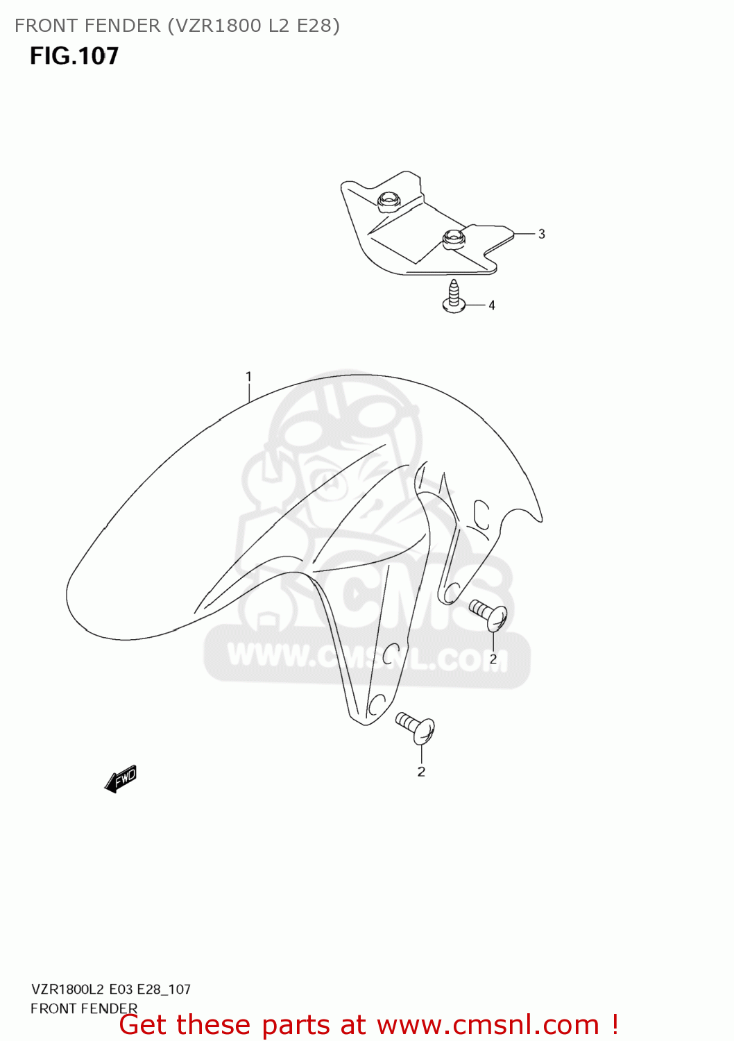 FRONT FENDER (VZR1800 L2 E28) VZR1800 BOULEVARD M109R 2012 (L2) USA CALIFO CANAD (E03 E33 E28)