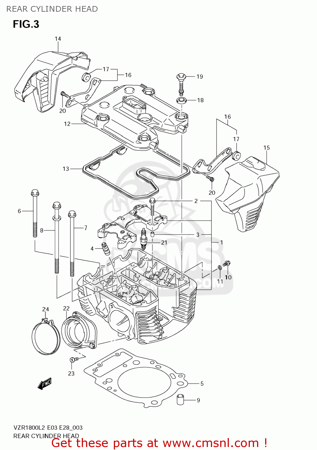 REAR CYLINDER HEAD VZR1800 BOULEVARD M109R 2012 (L2) USA CALIFO CANAD (E03 E33 E28)