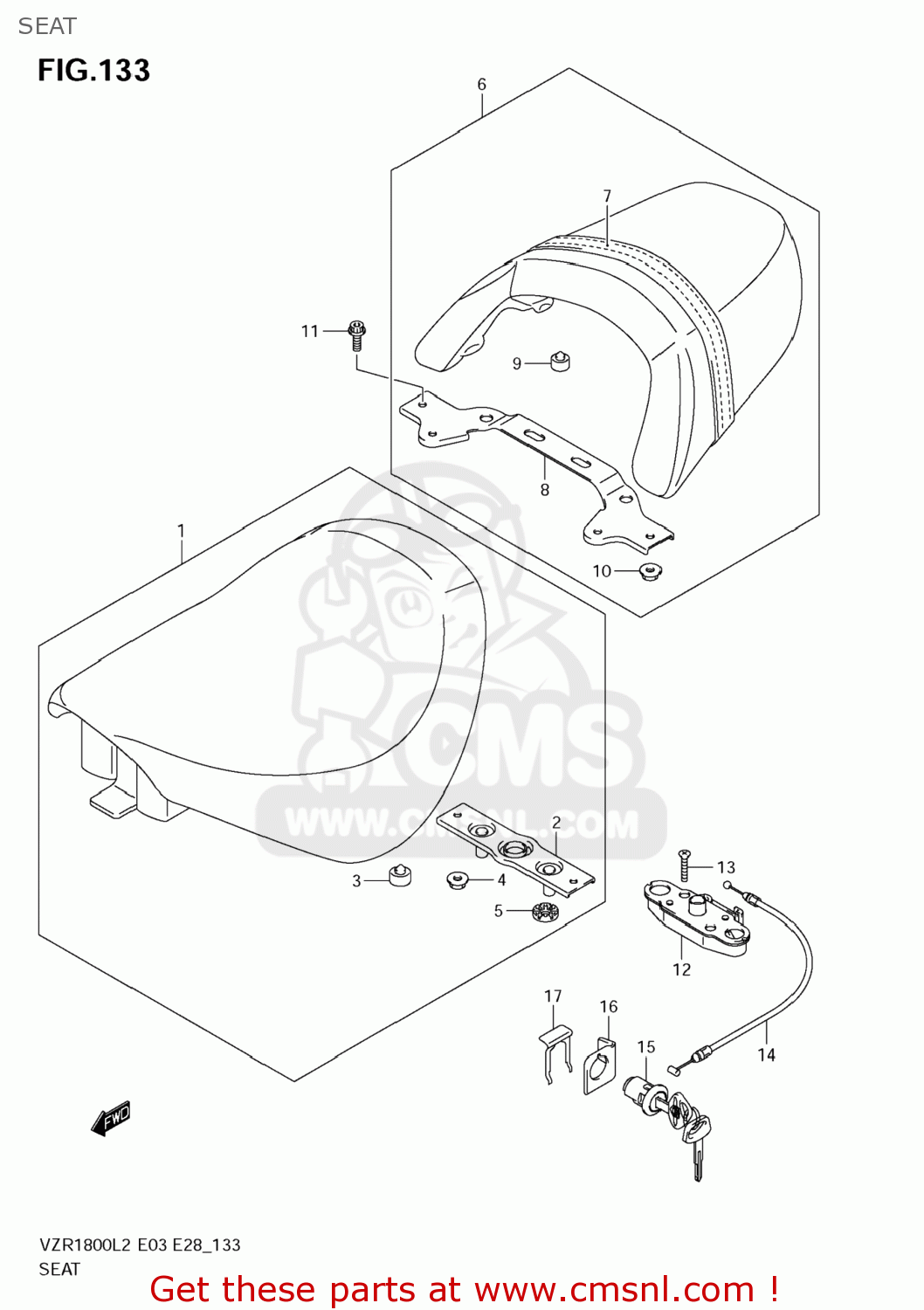 SEAT VZR1800 BOULEVARD M109R 2012 (L2) USA CALIFO CANAD (E03 E33 E28)