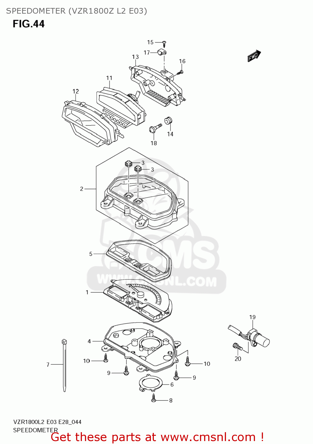 SPEEDOMETER (VZR1800Z L2 E03) VZR1800 BOULEVARD M109R 2012 (L2) USA CALIFO CANAD (E03 E33 E28)
