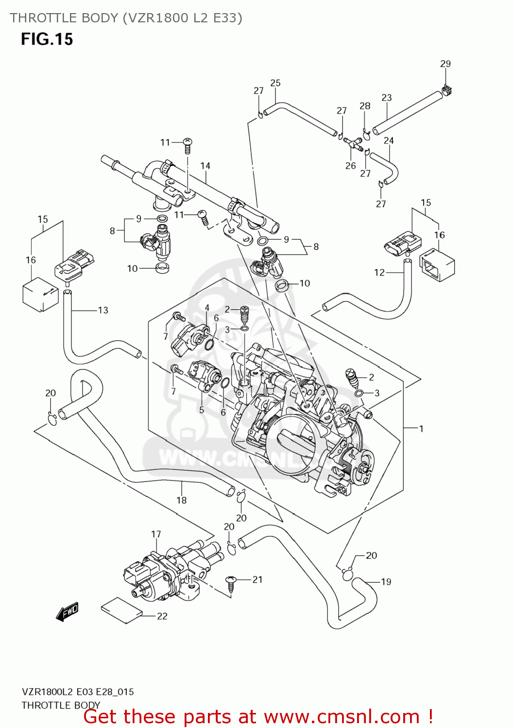 THROTTLE BODY (VZR1800 L2 E33) VZR1800 BOULEVARD M109R 2012 (L2) USA CALIFO CANAD (E03 E33 E28)