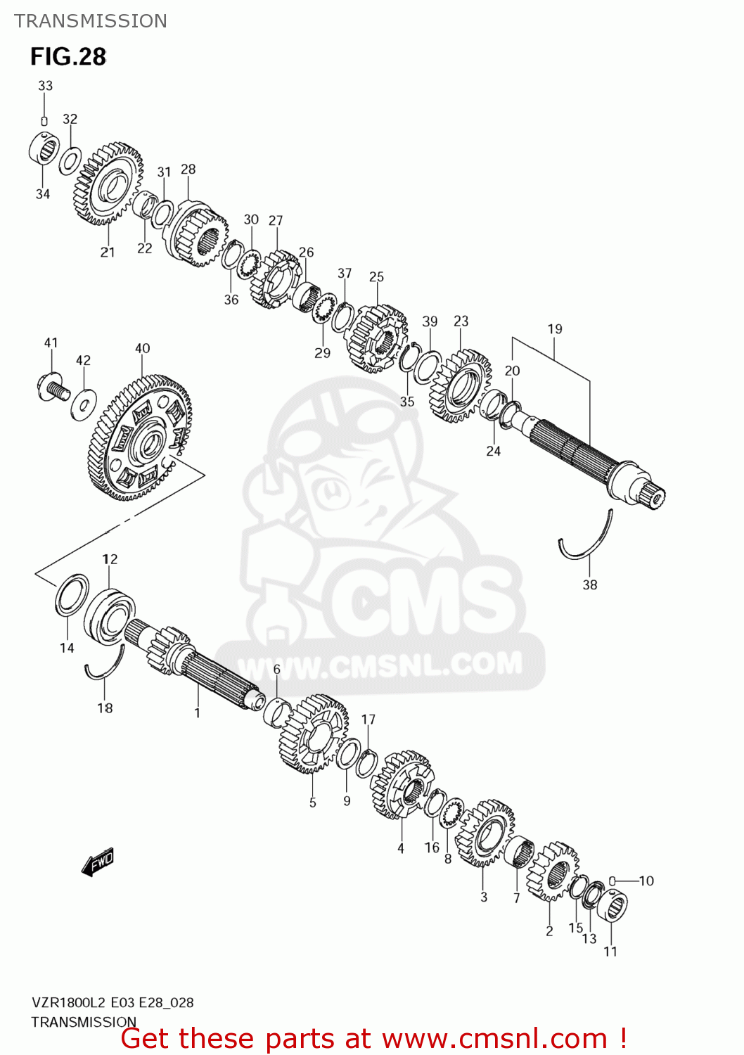 TRANSMISSION VZR1800 BOULEVARD M109R 2012 (L2) USA CALIFO CANAD (E03 E33 E28)