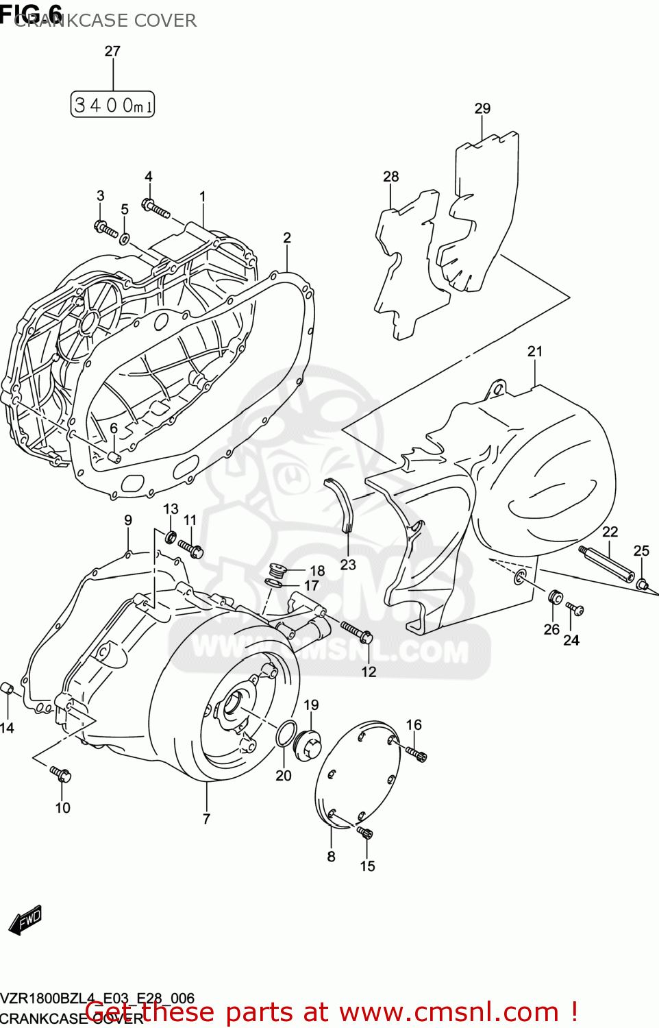 CRANKCASE COVER VZR1800BZ BOULEVARD 2014 (L4) USA (E03)
