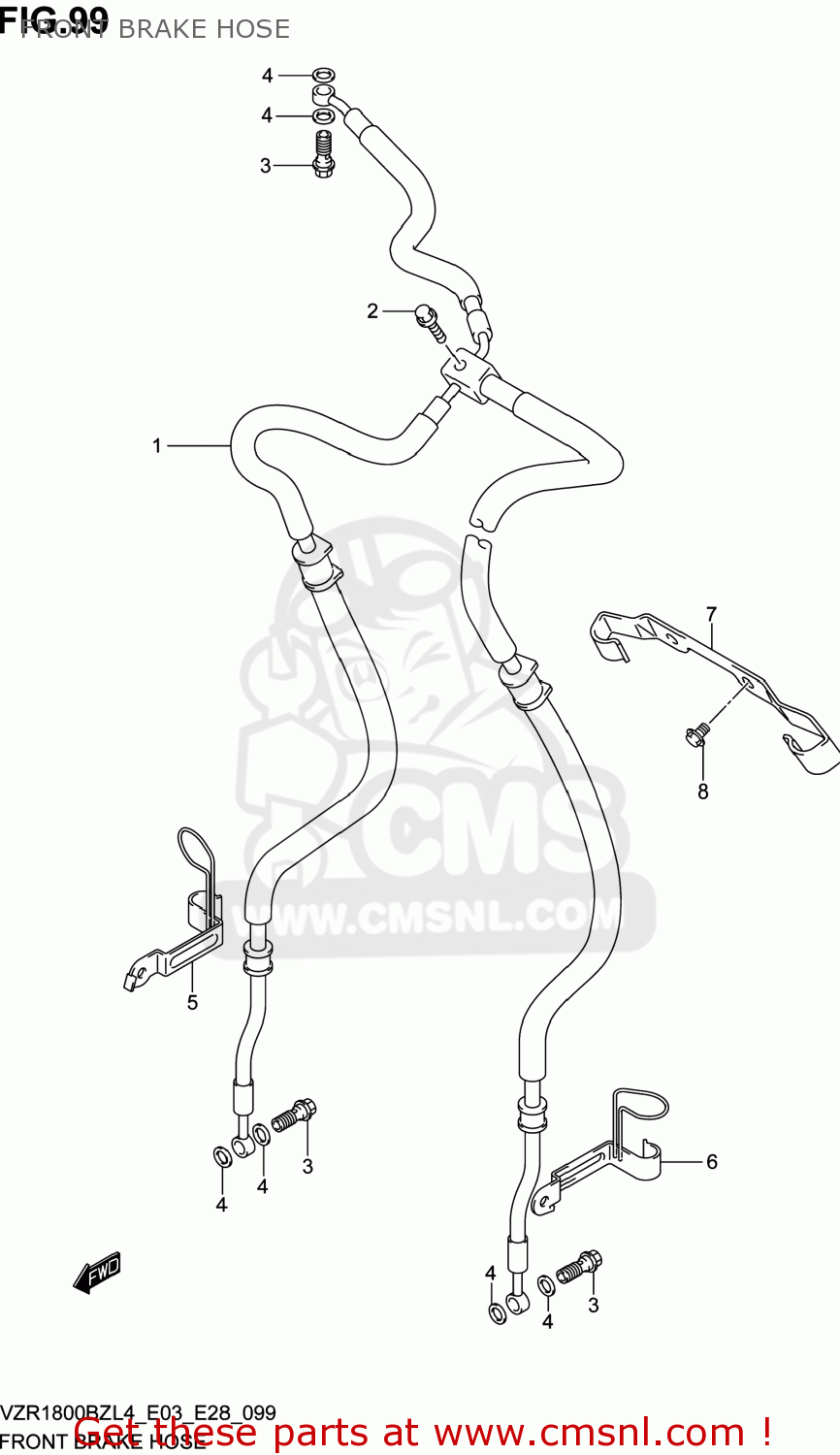 FRONT BRAKE HOSE VZR1800BZ BOULEVARD 2014 (L4) USA (E03)