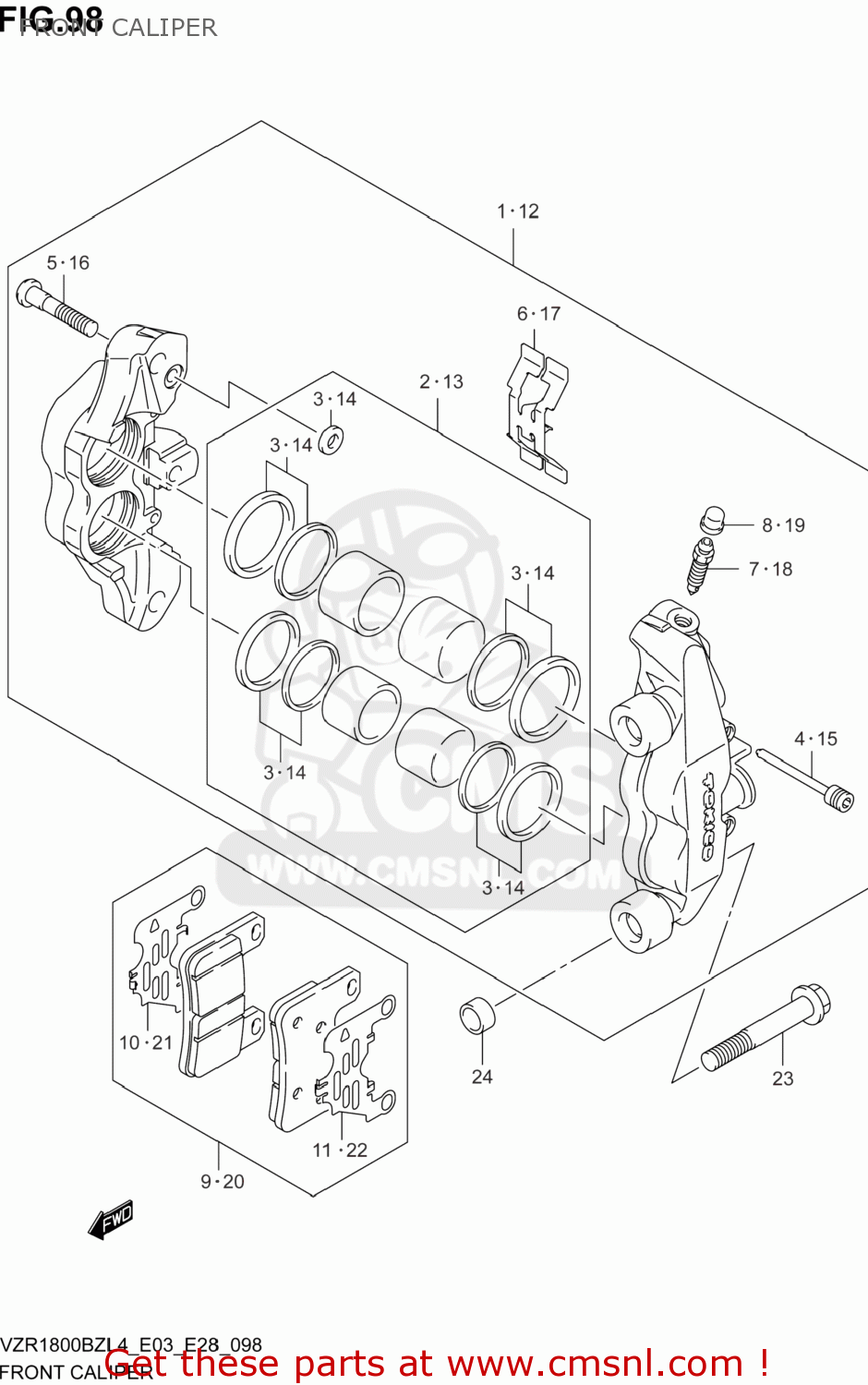 FRONT CALIPER VZR1800BZ BOULEVARD 2014 (L4) USA (E03)
