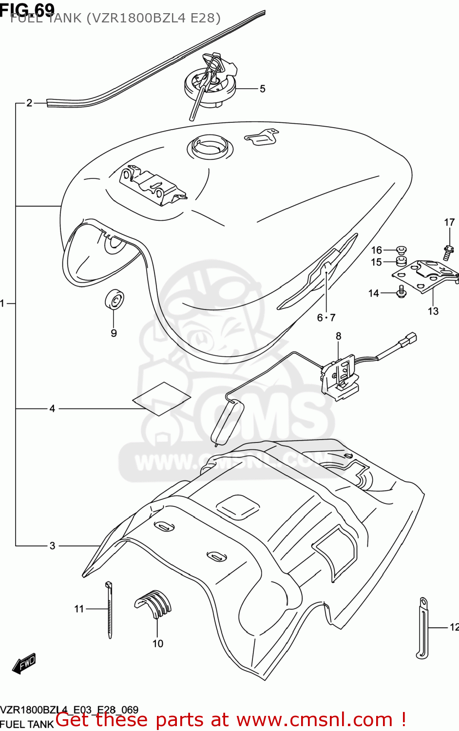 FUEL TANK (VZR1800BZL4 E28) VZR1800BZ BOULEVARD 2014 (L4) USA (E03)
