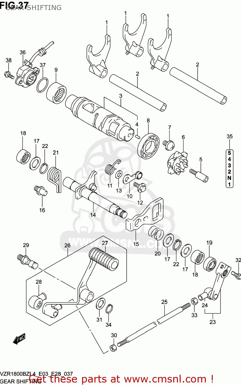 GEAR SHIFTING VZR1800BZ BOULEVARD 2014 (L4) USA (E03)