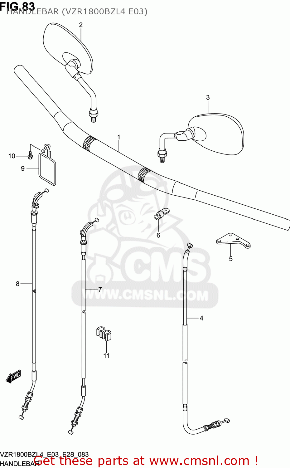HANDLEBAR (VZR1800BZL4 E03) VZR1800BZ BOULEVARD 2014 (L4) USA (E03)