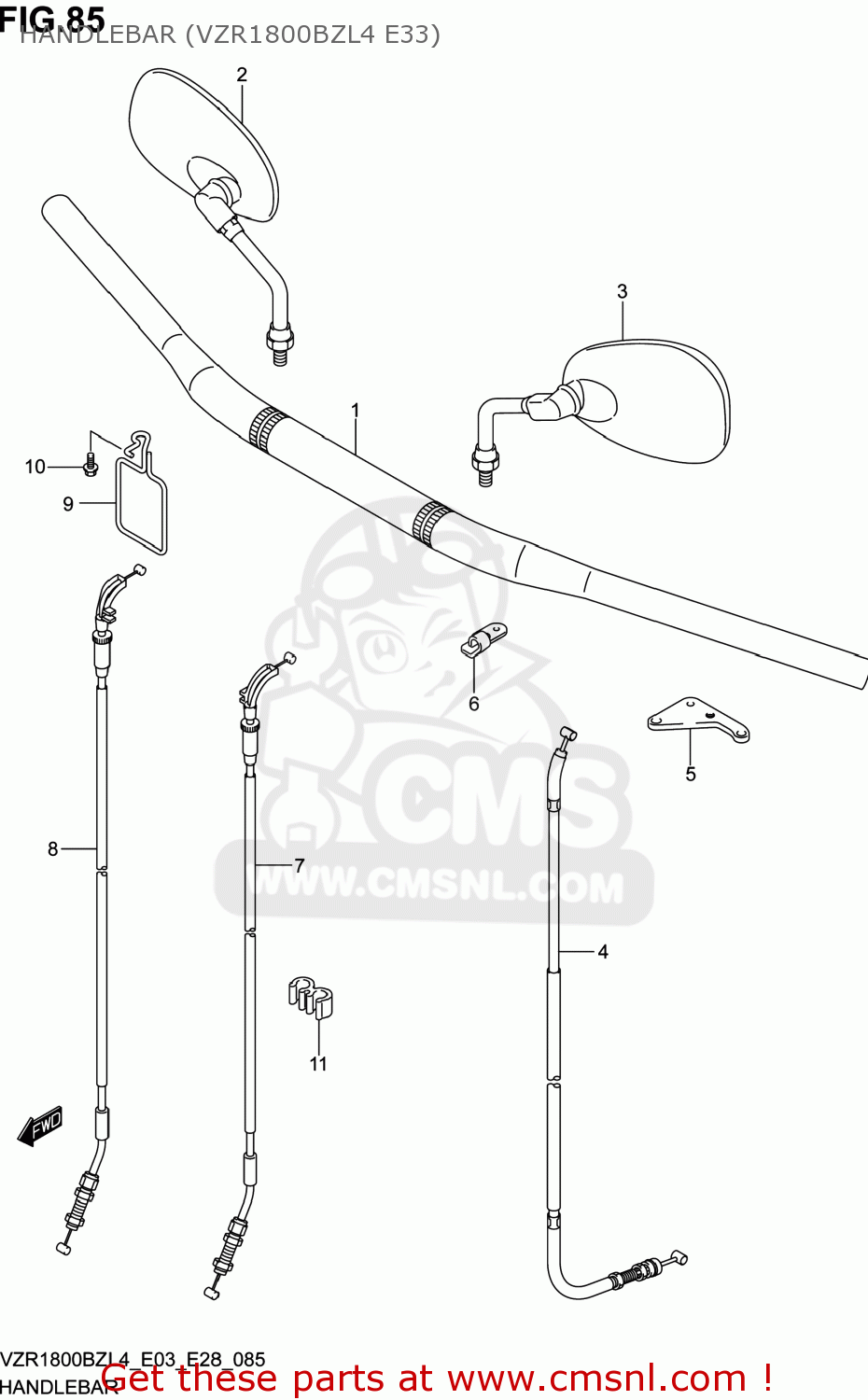HANDLEBAR (VZR1800BZL4 E33) VZR1800BZ BOULEVARD 2014 (L4) USA (E03)