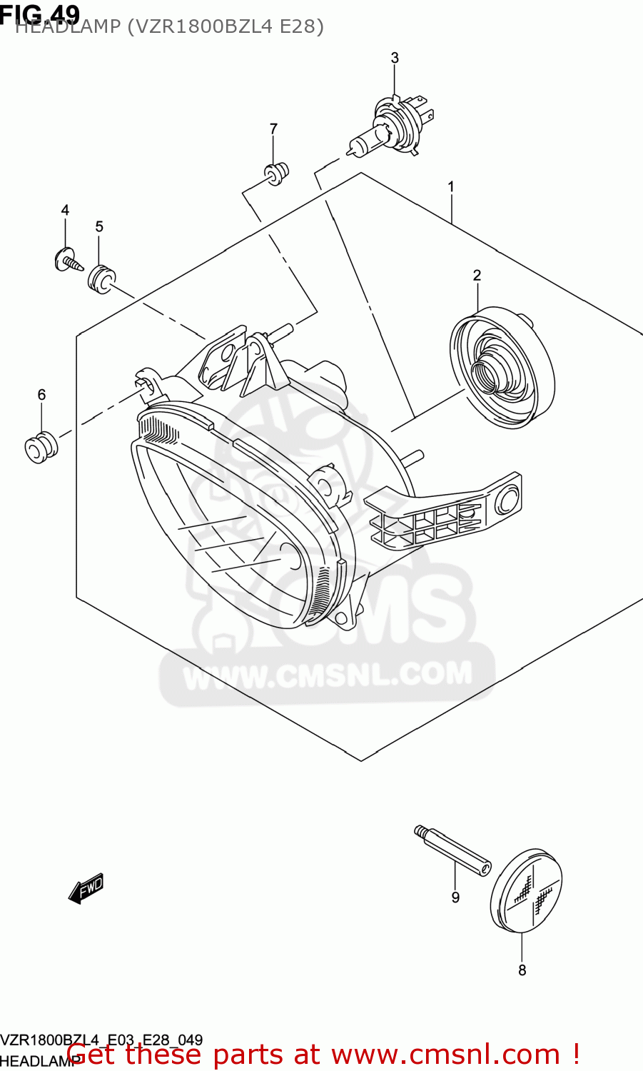 HEADLAMP (VZR1800BZL4 E28) VZR1800BZ BOULEVARD 2014 (L4) USA (E03)