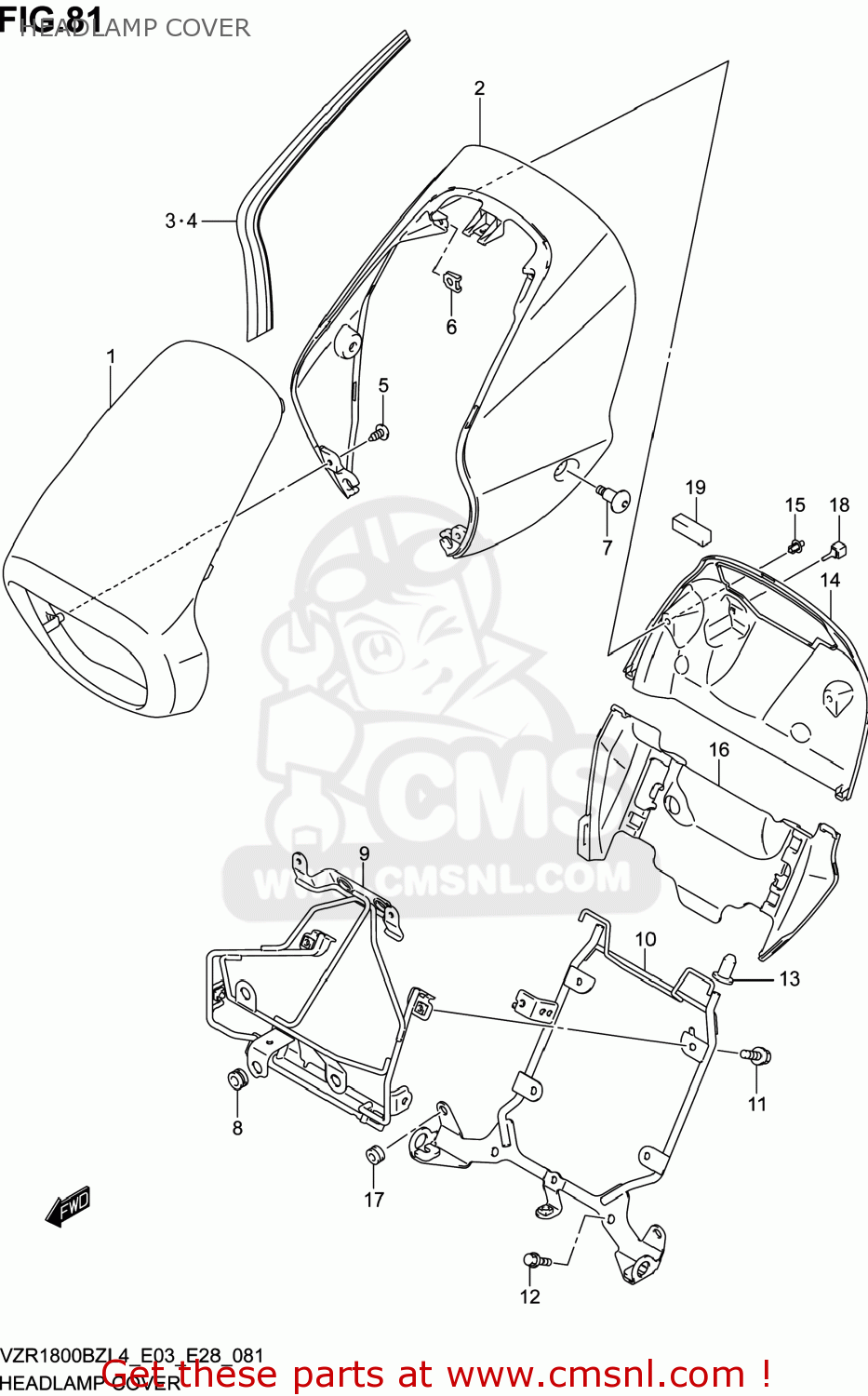 HEADLAMP COVER VZR1800BZ BOULEVARD 2014 (L4) USA (E03)