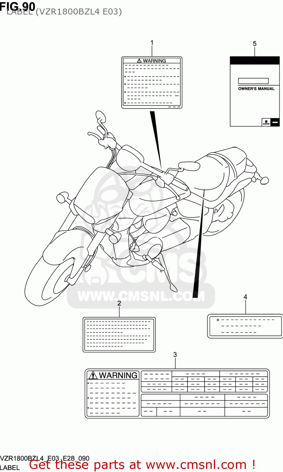 LABEL (VZR1800BZL4 E03) VZR1800BZ BOULEVARD 2014 (L4) USA (E03)