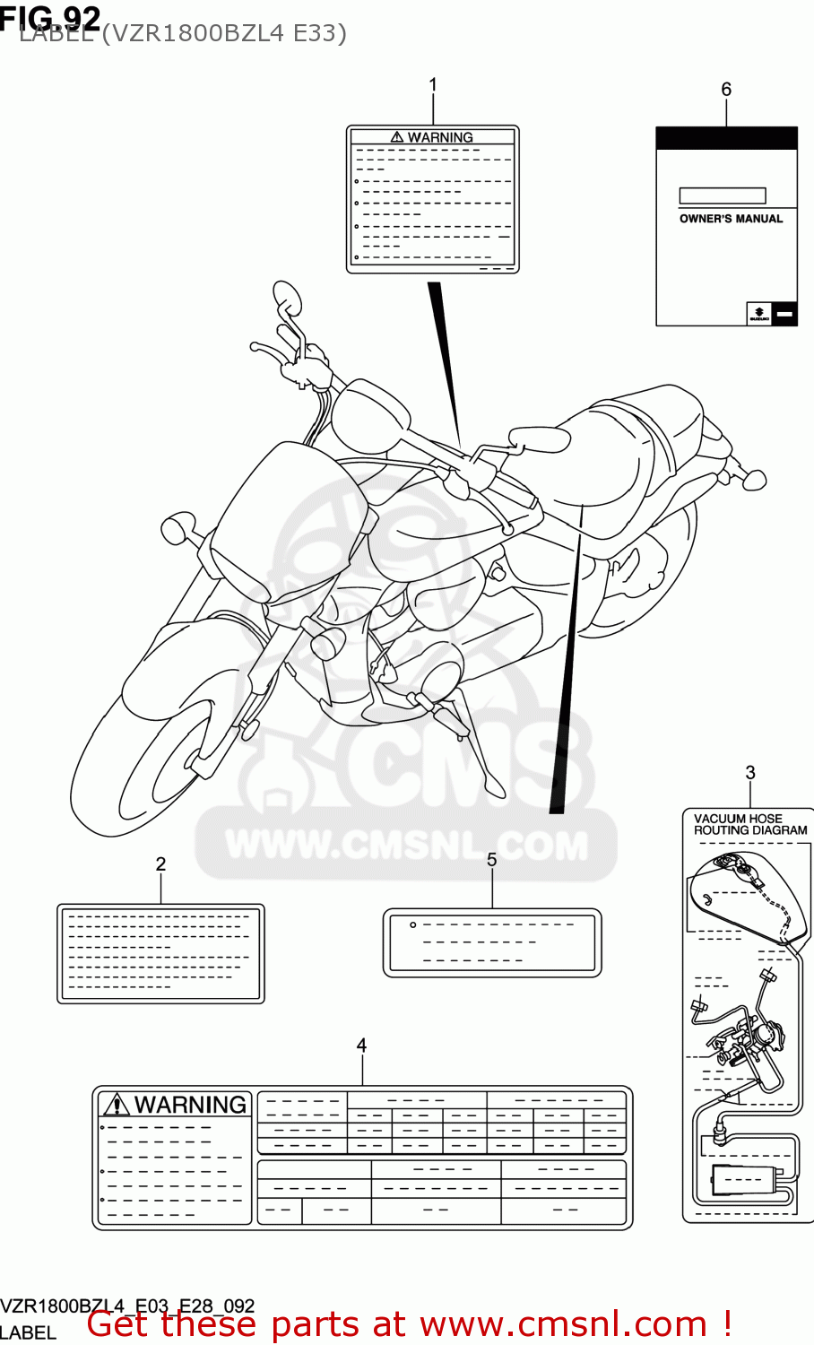 LABEL (VZR1800BZL4 E33) VZR1800BZ BOULEVARD 2014 (L4) USA (E03)