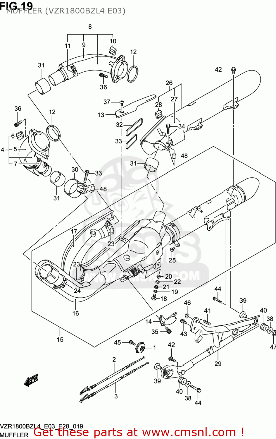 MUFFLER (VZR1800BZL4 E03) VZR1800BZ BOULEVARD 2014 (L4) USA (E03)
