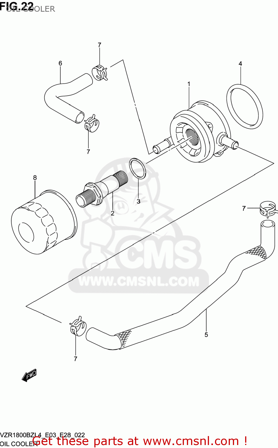 OIL COOLER VZR1800BZ BOULEVARD 2014 (L4) USA (E03)