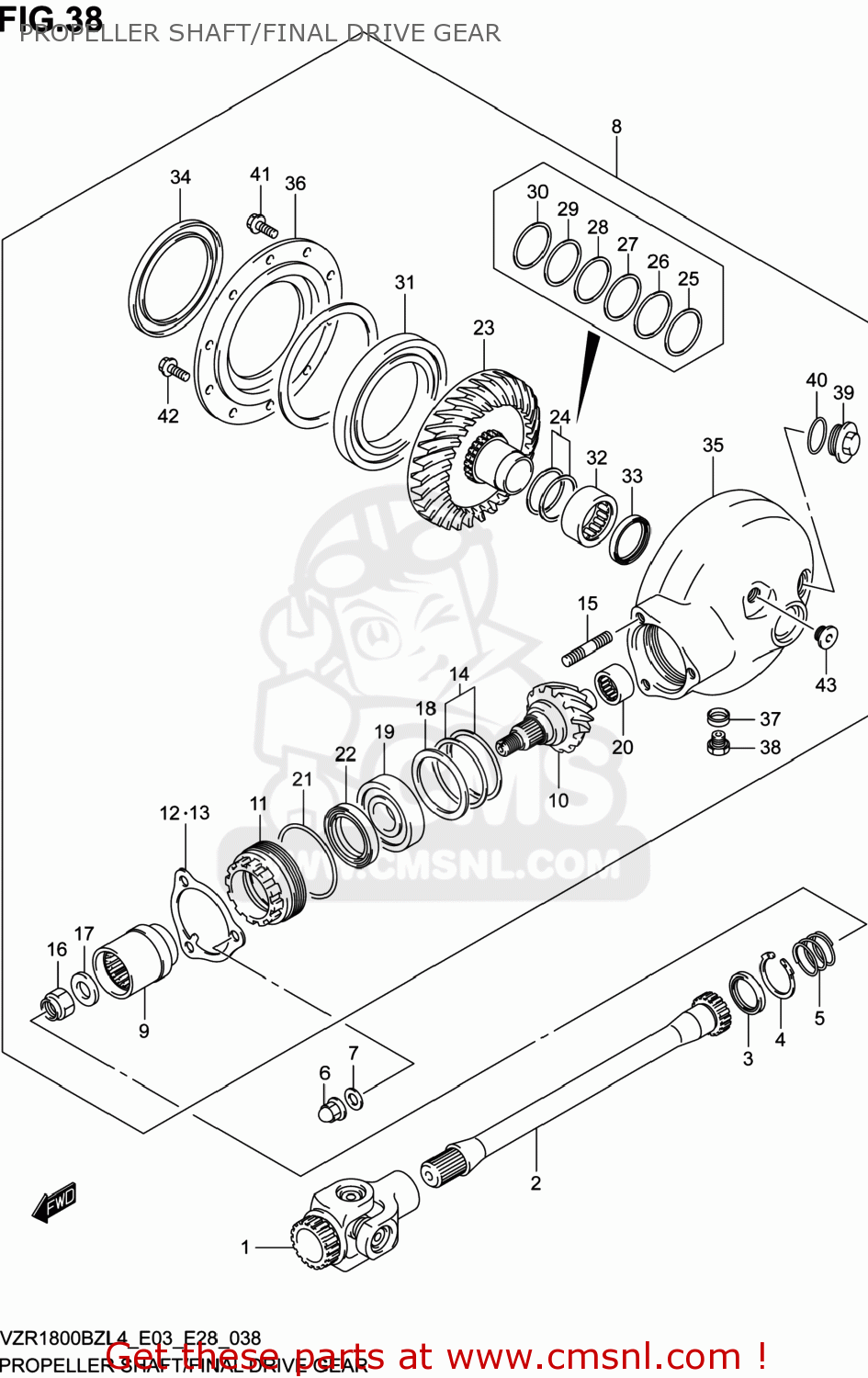 PROPELLER SHAFT/FINAL DRIVE GEAR VZR1800BZ BOULEVARD 2014 (L4) USA (E03)