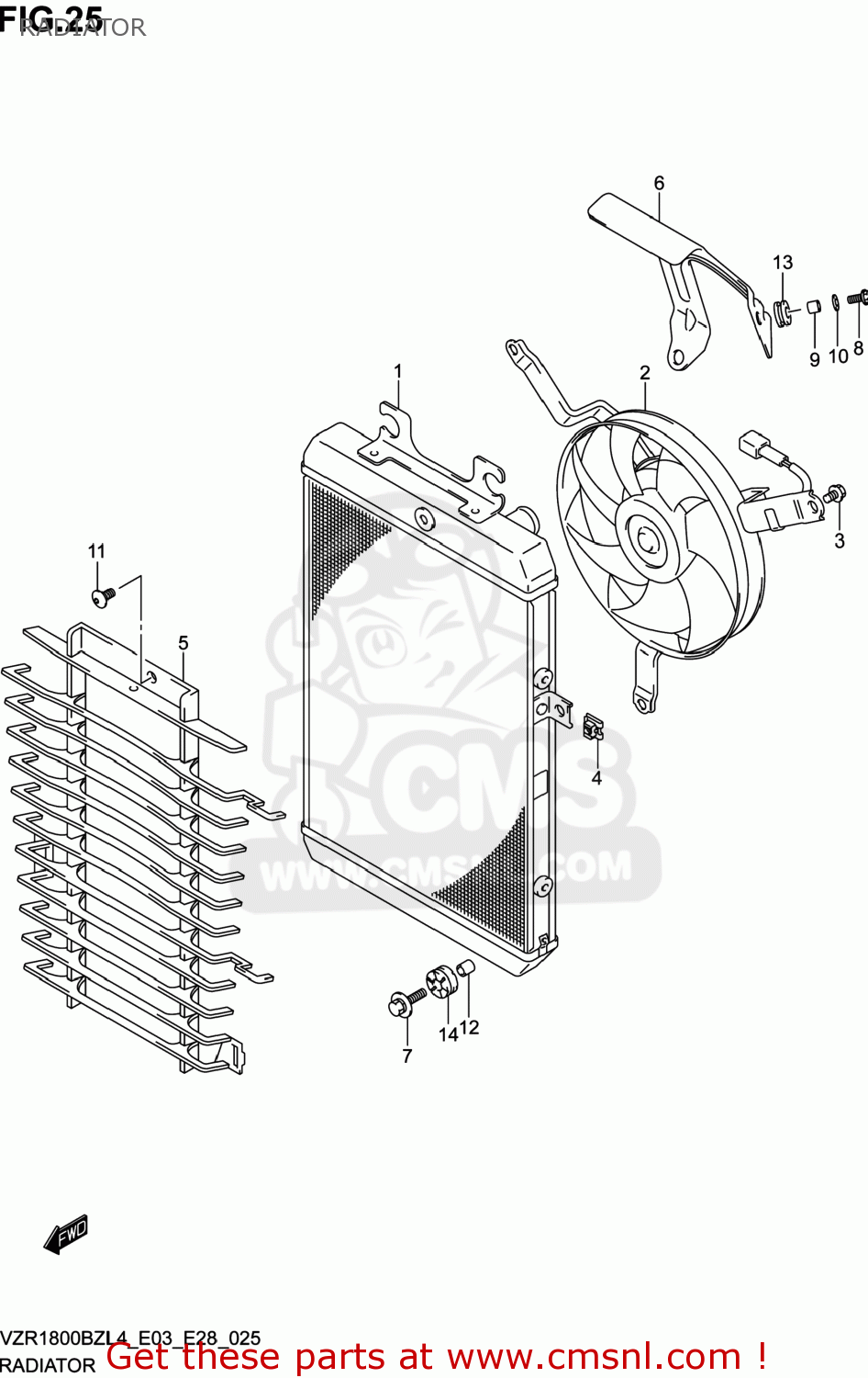 RADIATOR VZR1800BZ BOULEVARD 2014 (L4) USA (E03)