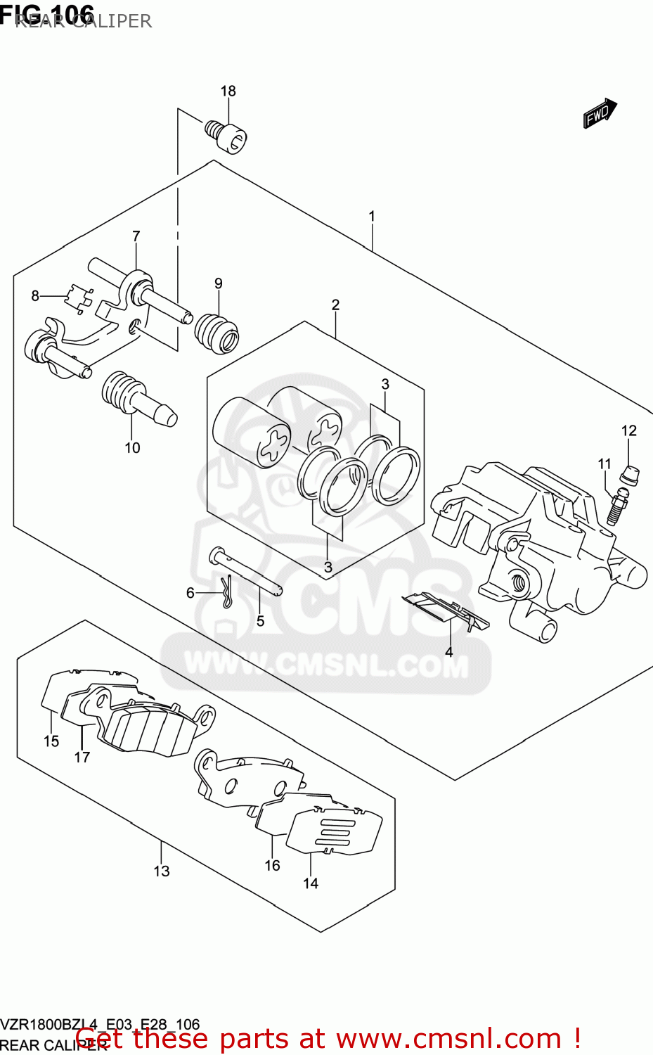 REAR CALIPER VZR1800BZ BOULEVARD 2014 (L4) USA (E03)