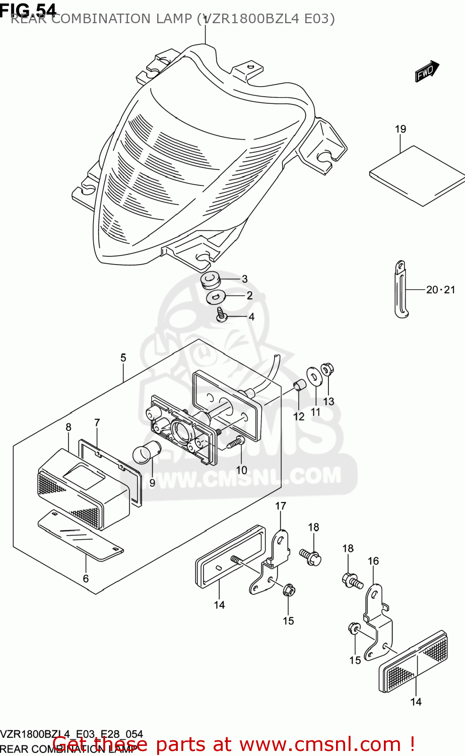 REAR COMBINATION LAMP (VZR1800BZL4 E03) VZR1800BZ BOULEVARD 2014 (L4) USA (E03)