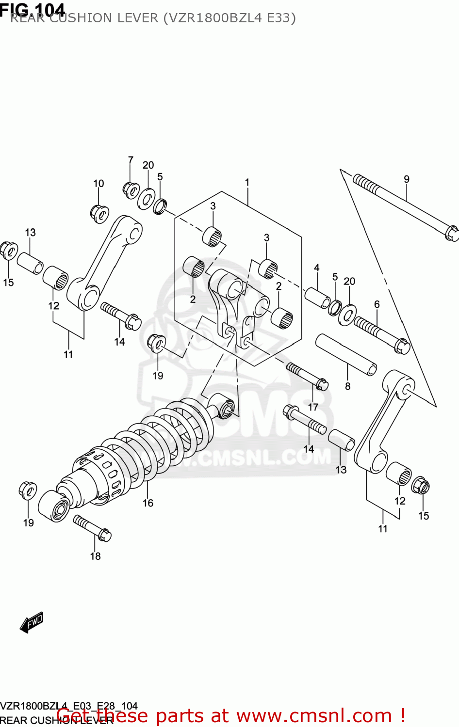 REAR CUSHION LEVER (VZR1800BZL4 E33) VZR1800BZ BOULEVARD 2014 (L4) USA (E03)