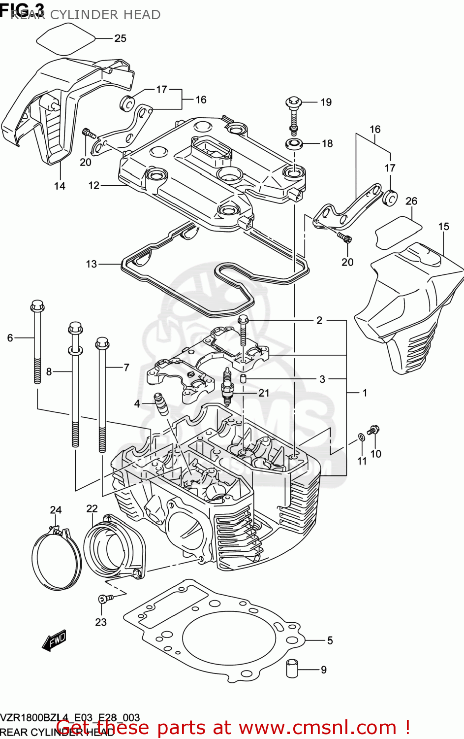 REAR CYLINDER HEAD VZR1800BZ BOULEVARD 2014 (L4) USA (E03)
