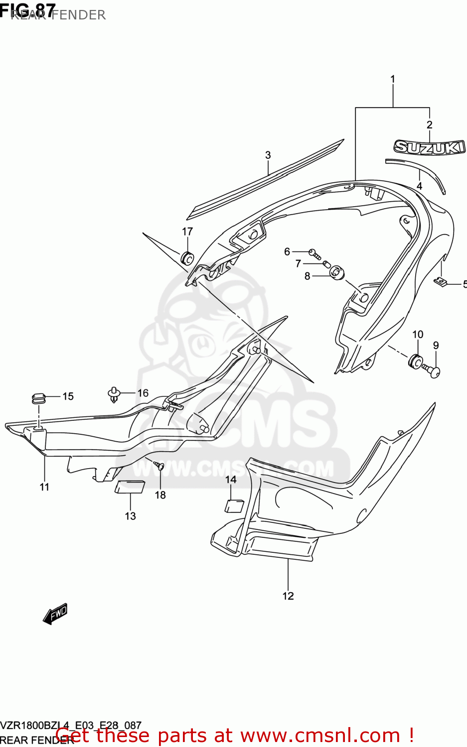 REAR FENDER VZR1800BZ BOULEVARD 2014 (L4) USA (E03)