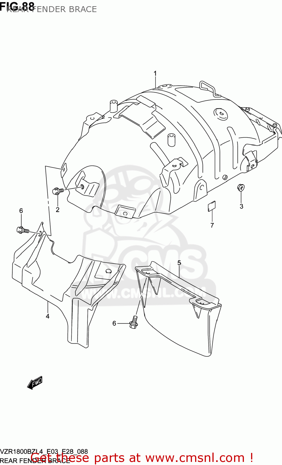 REAR FENDER BRACE VZR1800BZ BOULEVARD 2014 (L4) USA (E03)
